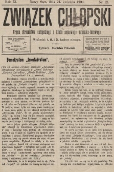 Związek Chłopski : organ stronnictwa chłopskiego i klubu sejmowego katolicko-ludowego. 1904, nr 12