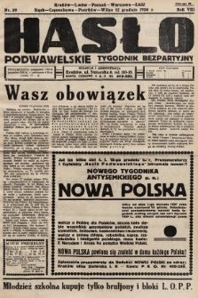 Hasło Podwawelskie : tygodnik bezpartyjny. 1936, nr 39