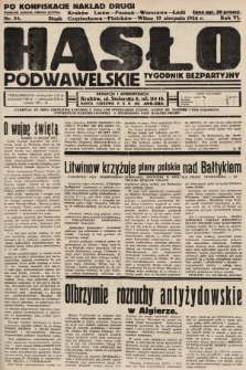 Hasło Podwawelskie : tygodnik bezpartyjny. 1934, nr 34 (nakład drugi po konfiskacie)