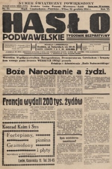 Hasło Podwawelskie : tygodnik bezpartyjny. 1934, nr 52