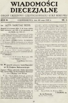 Wiadomości Diecezjalne : organ urzędowy Częstochowskiej Kurji Biskupiej. 1928, nr 3