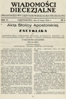 Wiadomości Diecezjalne : organ urzędowy Częstochowskiej Kurji Biskupiej. 1936, nr 2