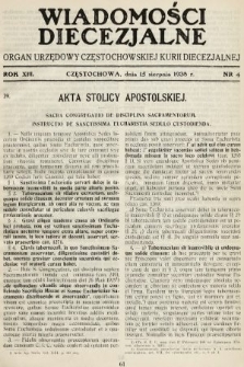 Wiadomości Diecezjalne : organ urzędowy Częstochowskiej Kurji Biskupiej. 1938, nr 4