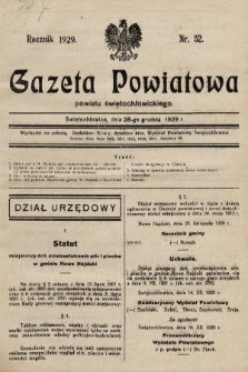 Gazeta Powiatowa Powiatu Świętochłowickiego = Kreisblattdes Kreises Świętochłowice. 1929, nr 52