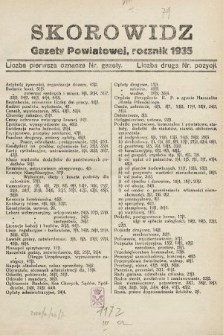 Gazeta Powiatowa Powiatu Świętochłowickiego = Kreisblattdes Kreises Świętochłowice. 1935, skorowidz rocznik 1935