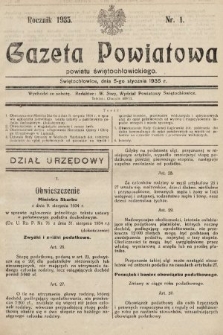 Gazeta Powiatowa Powiatu Świętochłowickiego = Kreisblattdes Kreises Świętochłowice. 1935, nr 1