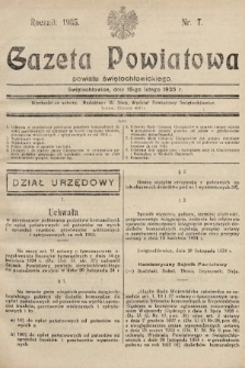 Gazeta Powiatowa Powiatu Świętochłowickiego = Kreisblattdes Kreises Świętochłowice. 1935, nr 7