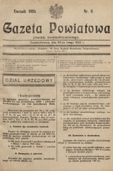 Gazeta Powiatowa Powiatu Świętochłowickiego = Kreisblattdes Kreises Świętochłowice. 1935, nr 8