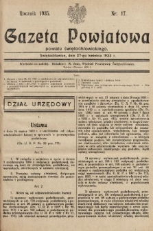 Gazeta Powiatowa Powiatu Świętochłowickiego = Kreisblattdes Kreises Świętochłowice. 1935, nr 17