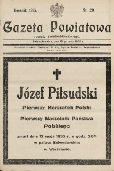 Gazeta Powiatowa Powiatu Świętochłowickiego = Kreisblattdes Kreises Świętochłowice. 1935, nr 20