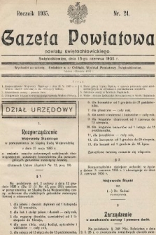 Gazeta Powiatowa Powiatu Świętochłowickiego = Kreisblattdes Kreises Świętochłowice. 1935, nr 24