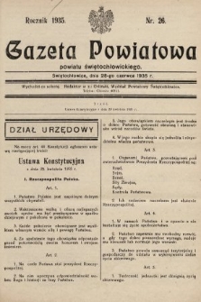 Gazeta Powiatowa Powiatu Świętochłowickiego = Kreisblattdes Kreises Świętochłowice. 1935, nr 26