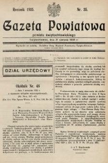 Gazeta Powiatowa Powiatu Świętochłowickiego = Kreisblattdes Kreises Świętochłowice. 1935, nr 35