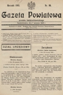 Gazeta Powiatowa Powiatu Świętochłowickiego = Kreisblattdes Kreises Świętochłowice. 1935, nr 36