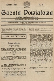Gazeta Powiatowa Powiatu Świętochłowickiego = Kreisblattdes Kreises Świętochłowice. 1935, nr 37