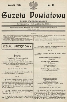 Gazeta Powiatowa Powiatu Świętochłowickiego = Kreisblattdes Kreises Świętochłowice. 1935, nr 40