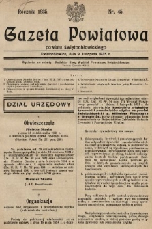 Gazeta Powiatowa Powiatu Świętochłowickiego = Kreisblattdes Kreises Świętochłowice. 1935, nr 45