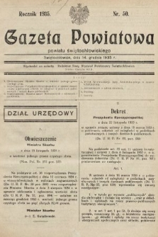 Gazeta Powiatowa Powiatu Świętochłowickiego = Kreisblattdes Kreises Świętochłowice. 1935, nr 50