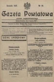 Gazeta Powiatowa Powiatu Świętochłowickiego = Kreisblattdes Kreises Świętochłowice. 1937, nr 10