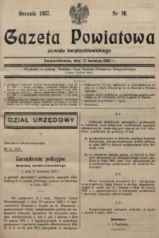 Gazeta Powiatowa Powiatu Świętochłowickiego = Kreisblattdes Kreises Świętochłowice. 1937, nr 16