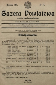 Gazeta Powiatowa Powiatu Świętochłowickiego = Kreisblattdes Kreises Świętochłowice. 1937, nr 17