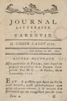 Journal Littéraire de Varsovie. 1777