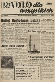 Radio dla Wszystkich : popularny tygodnik radiowy. 1939, nr 4