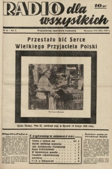 Radio dla Wszystkich : popularny tygodnik radiowy. 1939, nr 8