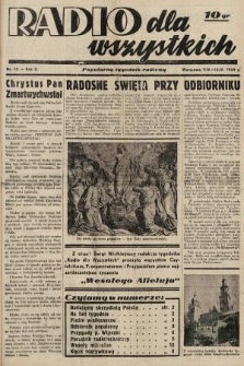 Radio dla Wszystkich : popularny tygodnik radiowy. 1939, nr 15