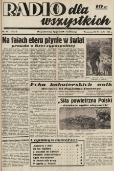 Radio dla Wszystkich : popularny tygodnik radiowy. 1939, nr 18