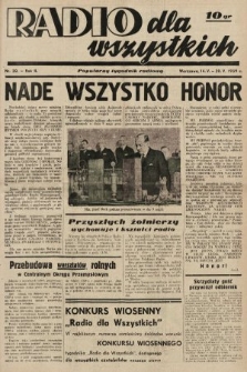 Radio dla Wszystkich : popularny tygodnik radiowy. 1939, nr 20
