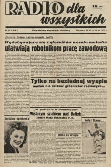 Radio dla Wszystkich : popularny tygodnik radiowy. 1939, nr 30