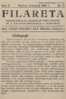 Filareta : miesięcznik K. M. „Filarecja” Gimn. Państwowego im. J. Kochanowskiego w Radomiu. 1925/1926, nr 3
