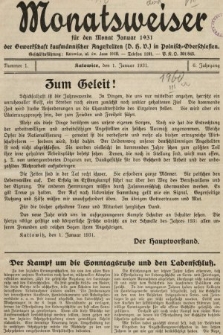 Der Monatsweiser : für den Monat... : der Gewerkschaft kaufmännischer Angestellten (D.H.V.) in Polnisch-Oberschlesien. 1931, nr 1