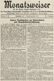 Der Monatsweiser : für den Monat... : der Gewerkschaft kaufmännischer Angestellten (D.H.V.) in Polnisch-Oberschlesien. 1931, nr 8/9