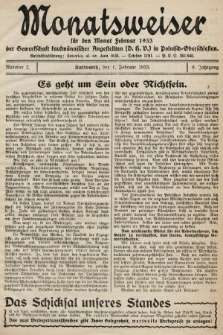 Der Monatsweiser : für den Monat... : der Gewerkschaft kaufmännischer Angestellten (D.H.V.) in Polnisch-Oberschlesien. 1933, nr 2