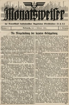 Der Monatsweiser : für den Monat... : der Gewerkschaft kaufmännischer Angestellten (D.H.V.) in Polnisch-Oberschlesien. 1934, nr 2
