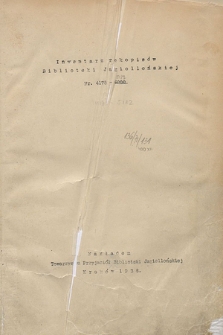 Inwentarz rękopisów Biblioteki Jagiellońskiej : nr 4175-6000. [Cz. 1]