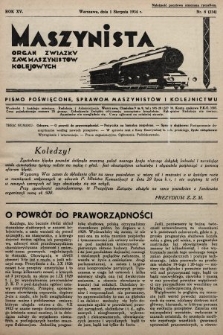 Maszynista : organ Związku Zaw. Maszynistów Kolejowych. 1934, nr 8