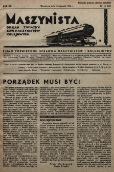 Maszynista : organ Związku Zaw. Maszynistów Kolejowych. 1934, nr 11