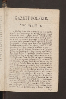 Gazety Polskie. 1734, nr 14