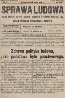 Sprawa Ludowa : tygodnik polityczny, oświatowy, społeczny i gospodarczy na Wschodnią Małopolskę i Kresy. 1926