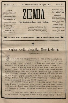 Ziemia : pismo ekonomiczno-społeczne, rolnicze i handlowe. 1894, nr 12 i 13