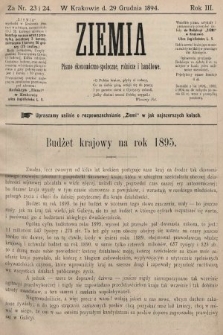 Ziemia : pismo ekonomiczno-społeczne, rolnicze i handlowe. 1894, nr 23 i 24