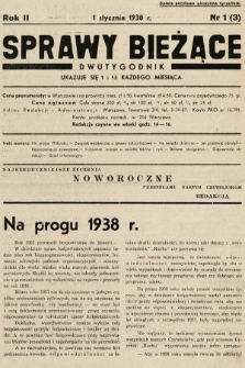 Sprawy Bieżące : dwutygodnik.1938, nr 1