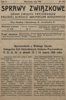 Sprawy Związkowe : organ Związku Pracowników Polskiej Dyrekcji Ubezpieczeń Wzajemnych. 1926, nr 2