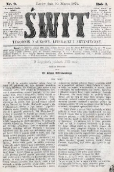 Świt : tygodnik naukowy, literacki i artystyczny. 1872, nr 9