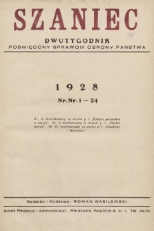 Szaniec : dwutygodnik poświęcony sprawom obrony Państwa. 1928, spis rzeczy