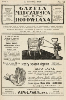 Gazeta Mleczarska i Hodowlana. 1926, nr 12
