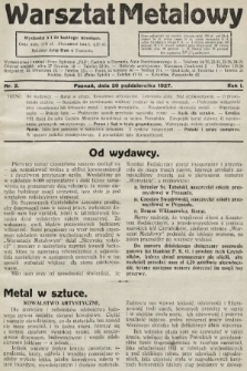 Warsztat Metalowy : dwutygodnik poświęcony ślusarstwu, blacharstwu, instalatorstwu, kowalstwu, tokarstwu, kotlarstwu, obróbce metali i drobnemu przemysłowi metalowemu. 1927, nr 2